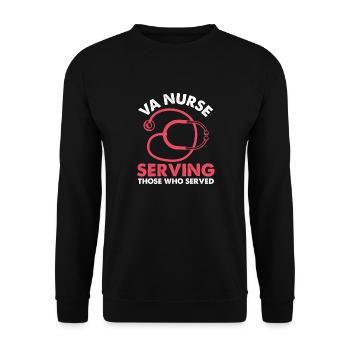 VA Nurse Serving Those Who Served Veterans Nursing - Unisex Sweatshirt - black - Front - Alina (178cm) & Michal (187cm)