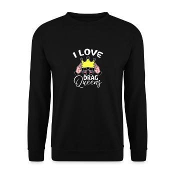 I Love Drag Queens - Soutien aux personnes trans LGBTQ - Sweat-shirt Unisexe - noir - Devant - Alina (178cm) & Michal (187cm)