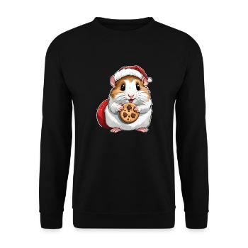 Hamster Design , Süßer Hamster , Keks , Weihnacht - Unisex Pullover - Schwarz - Vorne - Alina (178cm) & Michal (187cm)