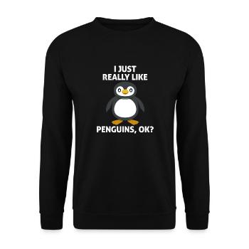 I Just Really Like Penguins OK Ich mag Pinguine - Unisex Sweatshirt - black - Front - Alina (178cm) & Michal (187cm)