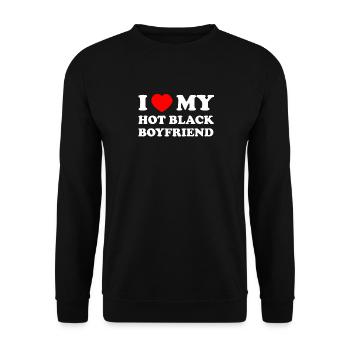 J’aime mon petit ami noir chaud - Sweat-shirt Unisexe - noir - Devant - Alina (178cm) & Michal (187cm)