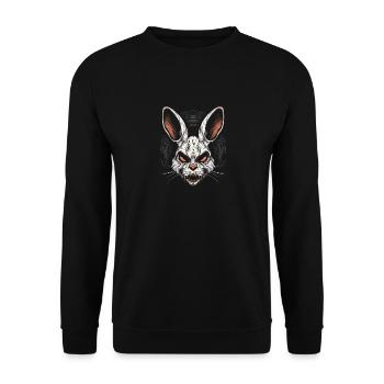 Gruseliger Totenkopf Böser Hase Horror Hase - Unisex Pullover - Schwarz - Vorne - Alina (178cm) & Michal (187cm)