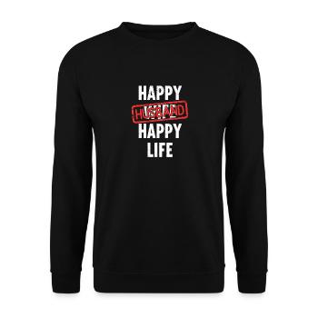 Happy Wife Husband Happy Life LGBTQ Turned Gay - Unisex Pullover - Schwarz - Vorne - Alina (178cm) & Michal (187cm)