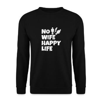 No Wife Happy Life Wives Bride Groom Marriage - Unisex Sweatshirt - black - Front - Alina (178cm) & Michal (187cm)
