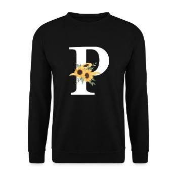 Letter p floral sunflower - Unisex Sweatshirt - black - Front - Alina (178cm) & Michal (187cm)