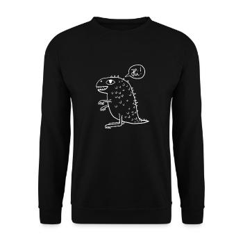 Dino weiß - Unisex Pullover - Schwarz - Vorne - Alina (178cm) & Michal (187cm)