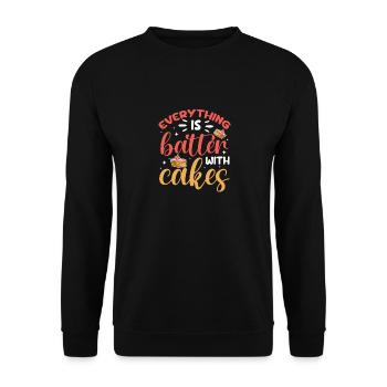 Tout est meilleur avec Cakes Baking Bakery - Sweat-shirt Unisexe - noir - Devant - Alina (178cm) & Michal (187cm)