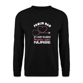 Fier papa d’une infirmière en soins palliatifs très talentueuse - Sweat-shirt Unisexe - noir - Devant - Alina (178cm) & Michal (187cm)