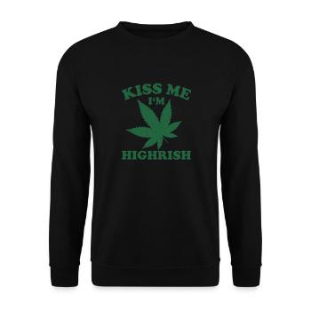 Küss Mich Im Highrish Weed Marihuana 420 St Patricks - Unisex Pullover - Schwarz - Vorne - Alina (178cm) & Michal (187cm)