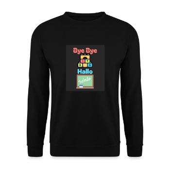 Bye bye Kita Hallo Schule Schulbeginn Einschulung - Unisex Pullover - Schwarz - Vorne - Alina (178cm) & Michal (187cm)