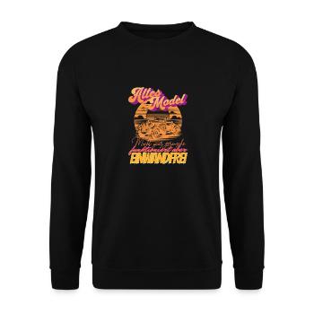 Geburtstag Altes Auto Model Sunset lustiger Spruch - Unisex Pullover - Schwarz - Vorne - Alina (178cm) & Michal (187cm)