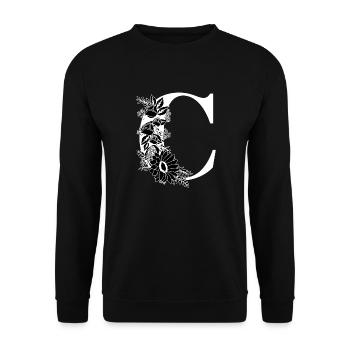 Lettre c floral noir et blanc - Sweat-shirt Unisexe - noir - Devant - Alina (178cm) & Michal (187cm)