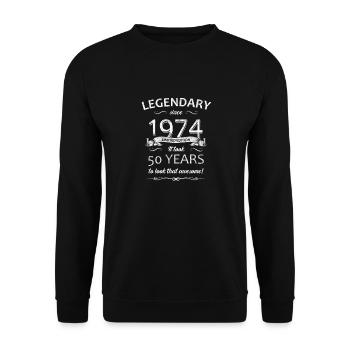 50th Birthday Legendary since 1974 Retro - Unisex Sweatshirt - black - Front - Alina (178cm) & Michal (187cm)