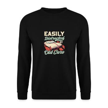 Ily Distracted By Old Cars Vintage Hot Rod Vehicle - Unisex Sweatshirt - black - Front - Alina (178cm) & Michal (187cm)