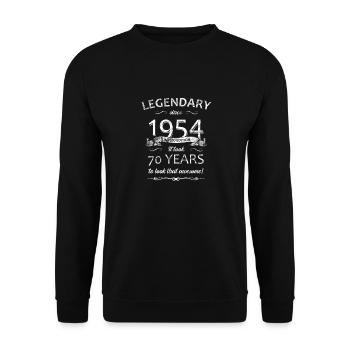 70th Birthday Legendary since 1954 Retro - Unisex Sweatshirt - black - Front - Alina (178cm) & Michal (187cm)
