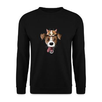 Hund Katze Gesicht 2 - Unisex Pullover - Schwarz - Vorne - Alina (178cm) & Michal (187cm)