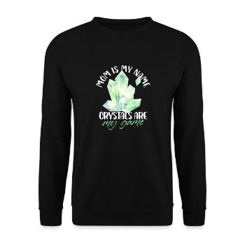 Mom In My Name Crystals Are My Game Reiki Healer - Unisex Sweatshirt - black - Front - Alina (178cm) & Michal (187cm)