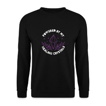 Powered By My Healing Crystals Lightworker Reiki - Unisex Sweatshirt - black - Front - Alina (178cm) & Michal (187cm)