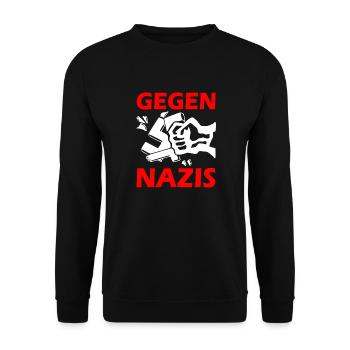 Against nazis fist - Unisex Sweatshirt - black - Front - Alina (178cm) & Michal (187cm)