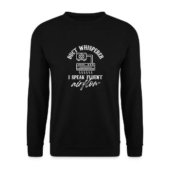 Duct Whisperer Je parle couramment le flux d’air HVAC - Sweat-shirt Unisexe - noir - Devant - Alina (178cm) & Michal (187cm)