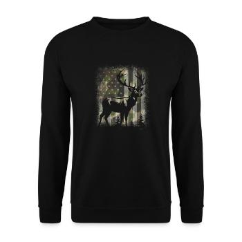Camo US Flag Deer Elk Buck Camoflage Hunting - Unisex Sweatshirt - black - Front - Alina (178cm) & Michal (187cm)