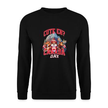 Cute Eh Happy Canada day Flag - Unisex Sweatshirt - black - Front - Alina (178cm) & Michal (187cm)