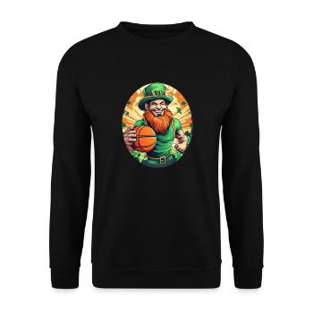 St. Patrick's Day Kleeblatt Basketball - Unisex Pullover - Schwarz - Vorne - Alina (178cm) & Michal (187cm)