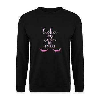 Lashes long Coffee strong - Unisex Pullover - Schwarz - Vorne - Alina (178cm) & Michal (187cm)