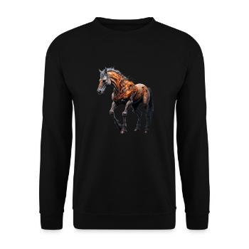 Gruseliges Halloween-partykostüm, Zombie-pferd - Unisex Pullover - Schwarz - Vorne - Alina (178cm) & Michal (187cm)