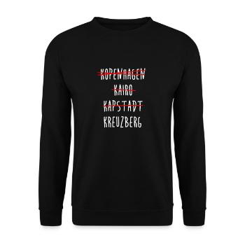 Kreuzberg Berlin Streichliste - Unisex Pullover - Schwarz - Vorne - Alina (178cm) & Michal (187cm)