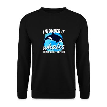 I Wonder If Whales Think About Me Too - Unisex Pullover - Schwarz - Vorne - Alina (178cm) & Michal (187cm)
