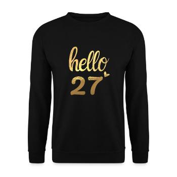 Hello 27 doré - Sweat-shirt Unisexe - noir - Devant - Alina (178cm) & Michal (187cm)