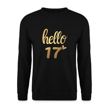 Hello 17 doré - Sweat-shirt Unisexe - noir - Devant - Alina (178cm) & Michal (187cm)