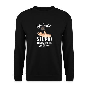 les garçons sont stupides et leur jettent des pierres Design - Sweat-shirt Unisexe - noir - Devant - Alina (178cm) & Michal (187cm)