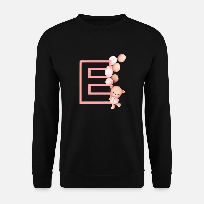 Letter e pink bear - Unisex Sweatshirt - black