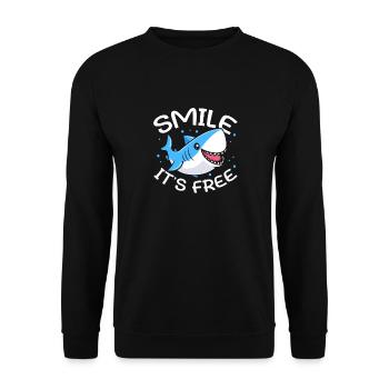 Smile It's Free Sharks Great White - Unisex Pullover - Schwarz - Vorne - Alina (178cm) & Michal (187cm)