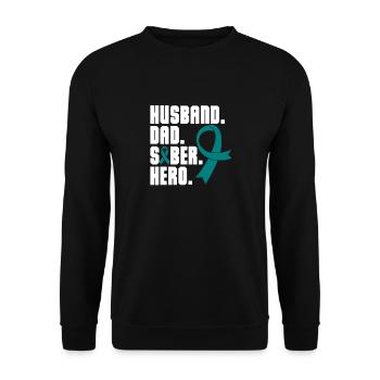Husband Dad Sober Hero Addiction Recovery - Unisex Sweatshirt - black - Front - Alina (178cm) & Michal (187cm)