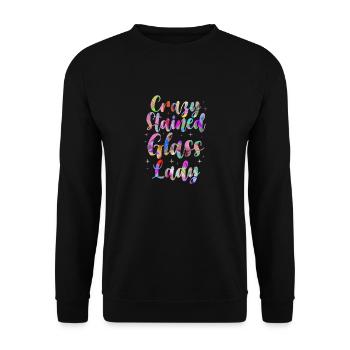 Crazy Stained Glass Lady Glass Painting Mosaic - Unisex Pullover - Schwarz - Vorne - Alina (178cm) & Michal (187cm)