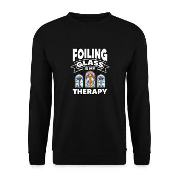 Foiling Glass Is My Therapy Stained Glass Artist - Unisex Sweatshirt - black - Front - Alina (178cm) & Michal (187cm)