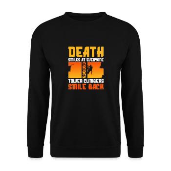 Death Smiles At Everyone Tower Climbers Smile Back - Unisex Pullover - Schwarz - Vorne - Alina (178cm) & Michal (187cm)