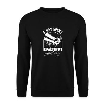a day spent flying is a good day Design - Unisex Sweatshirt - black - Front - Alina (178cm) & Michal (187cm)
