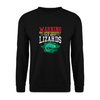 Warning spontaneously talk about lizards Design - Unisex Pullover - Schwarz - Vorne - Alina (178cm) & Michal (187cm)