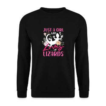 just a girl who loves lizards Design - Unisex Pullover - Schwarz - Vorne - Alina (178cm) & Michal (187cm)