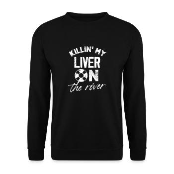 killing my liver on the river Design for a river - Unisex Sweatshirt - black - Front - Alina (178cm) & Michal (187cm)