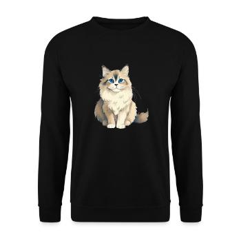 Elegante Katzen Rasse - Unisex Pullover - Schwarz - Vorne - Alina (178cm) & Michal (187cm)