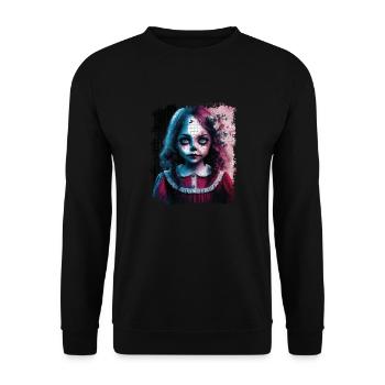 Cute Girl Halloween Scary Smile jigsaw - Unisex Sweatshirt - black - Front - Alina (178cm) & Michal (187cm)