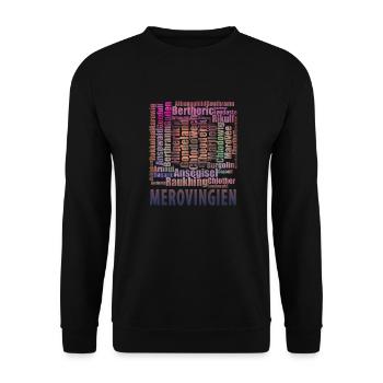 mérovingiens vieux et anciens prénoms violet foncé - Sweat-shirt Unisexe - noir - Devant - Alina (178cm) & Michal (187cm)