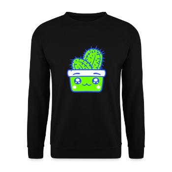 Cher Cactus Cactus Kawaii Visage Mignon Épineux - Sweat-shirt Unisexe - noir - Devant - Alina (178cm) & Michal (187cm)