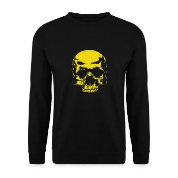Totenkopf Skull Schädel Gelb - Unisex Pullover - Schwarz - Vorne - Alina (178cm) & Michal (187cm)