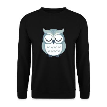 Hibou gris endormi perché sur une branche - Sweat-shirt Unisexe - noir - Devant - Alina (178cm) & Michal (187cm)